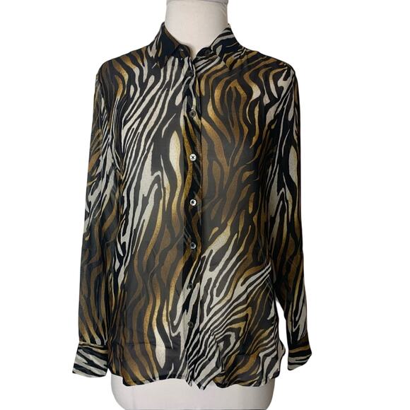 Equipment silk tiger print top semi sheer - Picture 3 of 6
